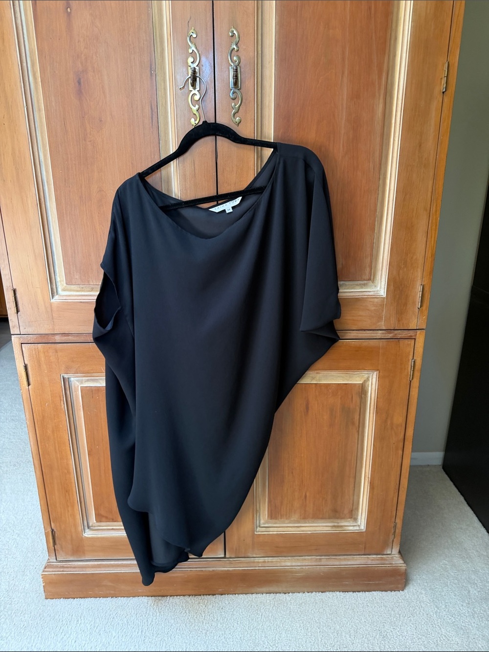 Trina Turk Black Asymmetric Draped Tunic